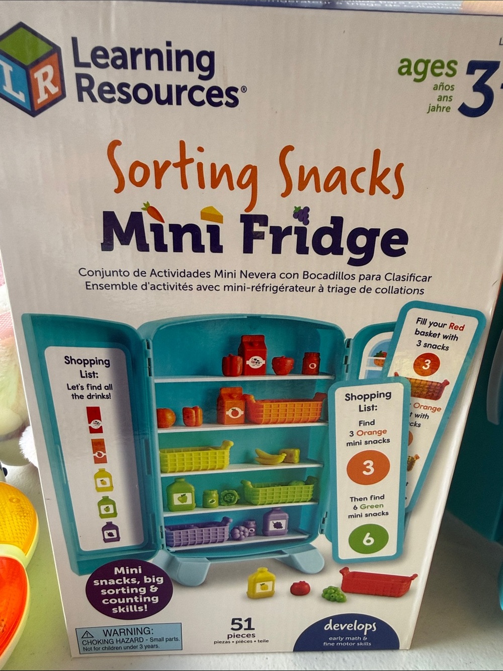 Learning Resources Sorting Snacks Mini Fridge - Teal with Multicolor Accessories